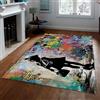 HOBBOY Graffiti Tappeti Parete Tappeto Doodle Stile Pop Art Tappeto Lavabile in lavatrice Tappetino multicolore Street Art Ragazze Camera da letto Comodino 120 x 180 cm