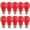 HUAMu Lampadine LED E27, Rosso,300LM,Lampadina LED a Globo A60 Attacco E27, 3W equivalenti 30W, per Esterni, Patio, Feste, Natale,Nozze,confezione da 10 pezzi