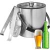 ACOMTUO Contenitore per il ghiaccio da 1.6 L, contenitore per il ghiaccio in acciaio inox da 1,6 L, secchiello per il ghiaccio in acciaio inox, contenitore per il ghiaccio a doppia parete