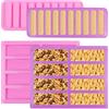 PEAKTOP 4 Pezzi Silicone per Stampi, Stampo per Barrette di Cereali con 8 10 Cavità, Stampi per Biscotti Rettangolare in Silicone per Cioccolatini Budino Burro Brownie Torte Ghiaccio