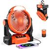 Dreamhigh® 15000mAh Ventilatore da Campeggio con Lampada LED, Ventilatore da Tavolo USB, 3 Velocità, Rotazione a 270°, Ventilatore a Batteria Ricaricabile per Spiaggia, Escursionismo & Outdoor