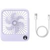 MiOYOOW Ventilatore da tavolo, ventilatore sospeso silenzioso a 5 velocità | pieghevole a 180°, lunga autonomia, 5 metri di distanza dal vento, display digitale