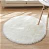 AMFUN Pelliccia Sintetica Tappeto Vello di Pecora, Faux Pelliccia di Agnello di Pecora Tappeto, Tappeto Morbido e Soffice per la camera da Letto, Divano Matte (Bianco, Ø 90 cm Rotondo)