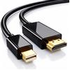 QGECEN Cavo Mini DisplayPort a HDMI 1.8m, 4K Adattatore Thunderbolt a HDMI [Unidirezionale] Connessione Stabile, per MacBook Air (2010-2017), MacBook Pro (2010-2015), Surface Pro 3/4/5/6, Monitor