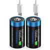 CITYORK Batteria ricaricabile USB D 1,5 V 10000 mAh (confezione da 2) - Tensione costante - Ideale per giocattoli, torce, lettori CD e altri dispositivi alimentati a batteria