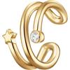 Glanzstücke München Orecchini da donna 925/- argento sterling oro giallo | Placcato oro giallo 14 carati, ear cuff, zircone, bianco, sfaccettato, stella