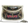 Generic Pochette a mosaico minimalista nero argento per lei - Borsa bohémien indiana ornata vintage - Borsa da sposa in madreperla