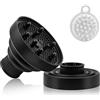 MXTIMWAN Diffusore Capelli Ricci Diffusore Capelli Pieghevole Silicone Phon Diffusore per Capelli Ricci e Mossi Diffusori con Massaggiatore Capelli per Diametro 4cm-5cm | Nero