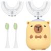Fiotha Spazzolino Elettrico per Bambini a Forma di U, 360°Spazzolino Elettrico Bambini con 2 Testine in Silicone a Forma di U e 2 Testine per Bambini e Bambine 2-12 anni (B)