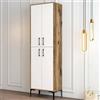 Dmora - Scarpiera Mimosa, Mobile portascarpe, Armadio da ingresso multiuso, Mobiletto per calzature, 60x35h200 cm, Noce e Bianco