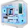 Mars Gaming MC-3TCORELCD Case Gaming ATX, Schermo IPS 7,2" Personalizzabile, Triplo Vetro Temperato Rimovibile, Struttura Doppia Camera, Supporto per Raffreddamento Liquido fino a 360mm, Bianco