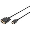 DIGITUS Cavo adattatore HDMI - Tipo A a DVI-D (18+1) - Full HD - 2 m - Single Link - Compatibile con PC, monitor, proiettore - Polybag - Nero