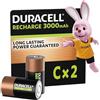 DURACELL C Batterie Ricaricabili (Confezione da 2) 1.2V, 3000 mAh NiMH