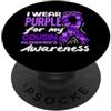 Alzheimer's Awareness Purple Ribbon Appa Indosso il viola per la consapevolezza dell'Alzheimer di mio cugino PopSockets PopGrip Adesivo