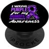 Alzheimer's Awareness Purple Ribbon Appa Indosso il viola per la consapevolezza di mio nonno Alzheimer PopSockets PopGrip Adesivo