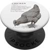 Humorous Poultry & Farm Animal Dictionar Divertente grafica Velociraptor Fluffy Definizione Pollo PopSockets PopGrip Adesivo