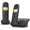 Gigaset A270A Duo Telefoni Cordless con Segreteria, Vivavoce, Nero