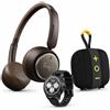HF Division HIFUTURE BACK TO SCHOOL PACK 1: Cuffie wireless Bluetooth 5.4 HI-TURBO3-26 con cancellazione del rumore (marrone) + Smartwatch HI-FLEX2 BLACK + Altoparlante Bluetooth HI-LINO S-26