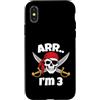 Pirate Birthday Family Gifts Custodia per iPhone X/XS ARR I'm 3 Pirate Birthday Skull Crossed Swords Kids