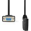 Nedis Cavo SCART - Spina SCART - Presa VGA - Nichelato - 480p - 2.00 m - Rotondo - PVC - Nero - Etichetta