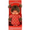 Sekiguchi 221295 - Originale Ragazza Monchhichi, Figura in Peluche con Abito Monchichi e Fiocchi, Alta Circa 20 cm in Peluche Marrone.