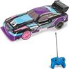 Mondo Motors Hot Wheels GT Scorcher, Modello in scala 1:24, fino a 8 Km/h di velocità, auto giocattolo per bambini 63822, con luci LED nella carrozzeria, colore viola e azzurro