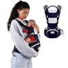 Mobiclinic® kids, Marsupio neonato, 6 in 1, Moley, Ergonomico, Multiposizione, 0-36 mesi, Pieghevole, Tasca con cerniera, Portabiberon, Cotone premium morbido, Per neonati e bambini (blu marino)
