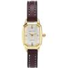 JSDDE Orologio da donna, al quarzo, in pelle, sottile, retrò, orologio al quarzo, quadrante analogico, rettangolare, indice strassato vintage, con cassa in oro, cinturino in pelle corta per polso