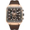 Kenneth Cole New York Orologio cronografo da uomo - Bracciale in acciaio inox, indici audaci, design sofisticato, Quadrato Oro Rosa - Silicone Marrone, Mens Standard, Cronografo