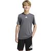 adidas Bambini e Ragazzi Train Essentials 3-Stripes Shirt, Grey Five/White, 13-14 Years