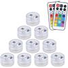 ALED LIGHT 10 Pezzi Luci per Piscina, ALED LIGHT Mini RGB LED Lampadine Luce Subacquea, Immersione Subacquea Candele Subacquea Light con 2 Telecomando per Stagno, Vaso, Vasca da Bagno, Acquario, Decorazione