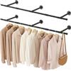 YheenLf 150 cm Barra Appendiabiti da Parete, Nero Attaccapanni, 2 Pezzo | Bastone Armadio Appendiabiti,Attaccapanni da Muro per Tubo,Porta Abiti da Camera Resistente per Camere da Letto
