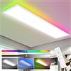 Oraymin Pannello LED Plafoniera Dimmerabile 120x30 cm con retroilluminazione RGB, 40W 4800LM, Plafoniera con telecomando e funzione memoria, lampada 3000K-6500K per soggiorno, camera da letto