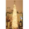 HMASYO Albero di Natale Artificiale a Paillettes 180cm con 100 Luci a LED Timer e Telecomando, Montaggio Istantaneo, Alimentazione USB - Decorazione per Interni Casa, Appartamento, Veranda, Feste