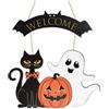 YUYWWAN Halloween Doors Sign, Cute Ghost Door Hangable Signs, Wooden Hangable Decoration con Fantasma Della Zucca per Halloween Feste Forniture per Porta di Casa Muro Scuola Casa Stregata (Stile B)