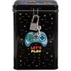 I-TOTAL® - Salvadanaio Divertente con Lucchetto e Chiavi/Portamonete in Metallo con Chiusura - Idea Regalo (LETS PLAY)