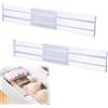 Helweet Divisori per Cassetti Regolabili, Divisori per Cassetti in Plastica, Organizer Cassetti Regolabili, Separatori per Cassetti, Adatto per Cucina, Camera da Letto, Cassettiera e Ufficio, 2 Pezzi