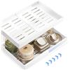 CnosDB 2 Cassetto Estraibile Cucina, Cassetti Estraibili per Cucina Non Sono Necessarie Forature E Chiodature Espandibile Cassetto Telescopico per Bagno Soggiorno 32-52x42x7cm (white*2)