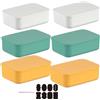 CNKHDZ Set di 6 contenitori con coperchio, contenitori impilabili con coperchio, contenitori in plastica, contenitori per scaffali, cucina, bagno (Multicolore, 25.5 * 18 * 7.7cm)