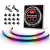 Speclux Striscia LED RGB PC indirizzabile NEON, 2x15,7 pollici WS2812 RGBIC Striscia ARGB magnetica arcobaleno per 5V 3 pin Aura SYNC, Gigabyte RGB Fusion, con 12 potenti supporti magnetici