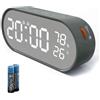 Voniobuy Sveglia digitale, sveglia con grande schermo a LED touch, 2 allarme 12/24H, funzione snooze/luminosità regolabile, monitoraggio dell'umidità e temperatura per mattina notte, batterie o porta