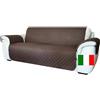 Moonange Copridivano 2 Posti con Braccioli Seduta 120 cm Impermeabile Reversibile Antiscivolo Antimacchia Antigraffio Antipelo Moderno Marrone