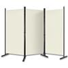 Froadp 275x180cm Paraventi Camera da Letto Pieghevole Paravento da Interno Separé Divisorio Schermi con Pioli e Nastri a piantana Guardaroba Privacy Pareti per Balconi e Patio (Beige)