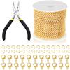 Swpeet Kit per Creazione di Gioielli con 102 Pezzi, Catene in Oro da 3mm per 9 Metri di Lunghezza, con Anelli a Molla, Chiusure a Moschettone e Pinze per Gioielleria, Ideale per la Creazione di