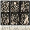 Cuxawamiyo Set da 6 Stencil per Decorazione da Parete, Grandi Stencil riutilizzabili da dipingere con Design botanico di felci e Fiori per mobili e pareti Fai da Te