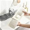 ZHITENG 2 Pezzi Tappetino Lavello Cucina, Tappetino per Rubinetto | Paraspruzzi Lavello Cucina, Tappeto Lavandino Antiscivolo per Spazzole Piatti Tazze Stoviglie (Beige e Grigio)