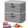 Zamety Scatola con Lucchetto, Set di 2 Scatola Portaoggetti con Serratura per Armadio 30 x 20 x 14 CM, Contenitori per Armadio Salvaspazio Pieghevoli, per Camera da Letto Soggiorno, Grigio