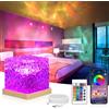 URAQT Onde Proiettore Stelle Soffitto, 16 Colori 30 Modalità, Luce 3D Rotante Dinamica Increspatura dell'acqua con APP & Telecomando, Ricaricabile Regalo di Natale Lampada Proiettore Bambini