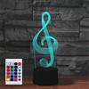 Superhongjihao - Luce notturna per bambini, lampada LED 3D con note musicali e telecomando, 16 colori intercambiabili, regalo di compleanno per bambini