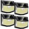 TECKNET Lampade Solari per Esterni con Sensore di Movimento [4 Pezzi] 248 LED Lampade Solari 3 Modalità 300° IP66 Lampada Solare Impermeabile per Esterni Lampada da Parete per Giardino Parete Posto